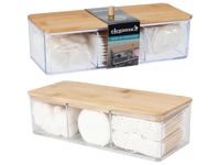 Organizator Eleganza 23X9X6cm, capac bambus+200buc betisoare+30tampoane+30discuri