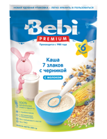 Terci cu lapte 7 cereale cu afine Bebi Premium, 200g