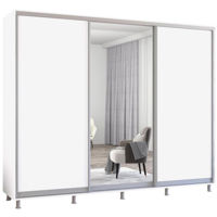 Dulap Mobildor-Lux Aron uși glisante din oglindă și PAL (270x60x200H cm) Alb Brilliant