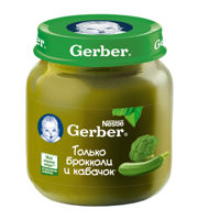 Gerber пюре брокколи и кабачок, 5+мес. 130г