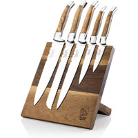 Набор ножей Laguiole Luxury Line 5 Kitchen Knives Olive Wood cu suport magnetic