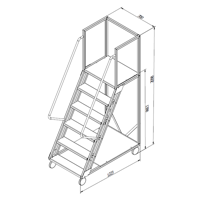 cumpără Scara cu platforma Gama Cirus 1648x1367x700 mm, 6+1 trepte, negru în Chișinău