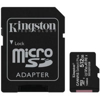 Флеш карта памяти SD Kingston SDCS2/512GB microSD Class10 A1 UHS-I U3 (V30) + SD adapter