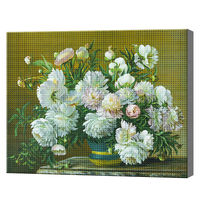 Белый букет, 40x50 см, aлмазная мозаика