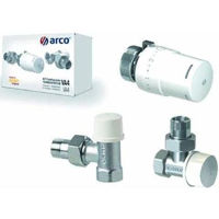 Запорная арматура Arco KCT01 Комплект радиаторных кранов, обратный/поточный краны, термостатическая головка, Ø1/2", угловой, TEIDE