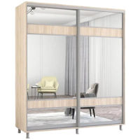 Шкаф Mobildor-Lux Aron-P uși glisante din PAL cu oglindă zebra (200x60x240H cm) Sonoma