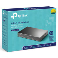 .8-port 10/100M TP-Link PoE Switch, TL-SF1008P, 4x PoE ports, 66W Budget, steel case