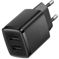 Зарядное устройство сетевое Baseus CCXJ010201 Wall Charger 2*USB-A, Compact Series, Black