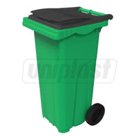 cumpără Cos HDPE pentru transportarea deseurilor - 120L pe roti, verde (dark green) cu capac NEGRU UNIPLAST  TR în Chișinău