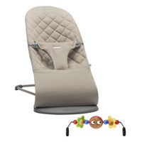 Шезлонг-качалка с игрушкой BabyBjorn Bliss Sand Grey, Cotton