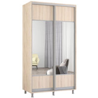 Dulap Mobildor-Lux Aron-S uși glisante din PAL cu oglindă orizontal (110x60x220H cm) Sonoma