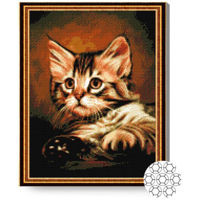 Tablou pe numere Art Gallery GA70164 Mozaic cu diamante Motanas in dungi 40x50cm