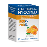 Calciu-D3 Nycomed comp.masticab.500mg+200UI N 50 (portocala) (TVA 20%)