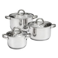 Кастрюля Ambition 68878 Cookware Set 6pcs With Lid, Berry, Stainless Steel, Tempered Glass