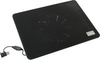 DEEPCOOL "N1 BLACK", Notebook Slim Cooling Pad up to 15.6", 1 fan - 180mm  with fan speed control button, 600-1000rpm, &#60;16~20 dBA, 84.7CFM, Portable & slim design -only 2.6cm, USB pass-through connector, Metal Mesh Panel, Black