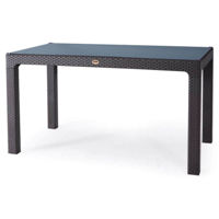 Mobilier pentru grădină Hydro S Masă Rattan cu sticlă, 120x70x75, Maro