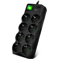 Фильтр электрический Sven SF-08E-16, 8 Sockets, Children protection, 3.0m, Black
