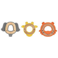 Iinel dentiție Nuby NV06009 Прорезыватель дерево/силикон в асс 3 Tiger/giraffe/elephant - 3m+
