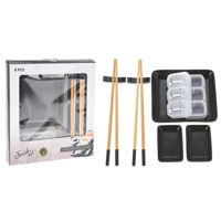 Набор посуды Excellent Houseware 55054 pentru sushi 8buc, portelan/bambus/piatra