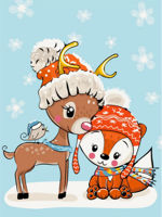 Tablou pe numere BrushMe KBS0077FC 30x40 сm (fără cutie) Micul cerb cu vulpița