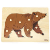 Головоломка Viga 44606 Puzzle din lemn Montessori cu buton Urs