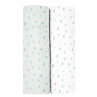 Accesoriu pentru înfășat Kikka Boo 31103010069 Paturica de muselina Swaddle Dots Blue, 80x80 cm, 2 buc.