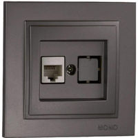 Розетка электрическая Mono Electric Разъем данных 1*RJ45 CAT6 графит Despina