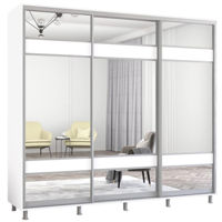 Шкаф Mobildor-Lux Aron uși glisante din PAL cu oglindă zebra (250x60x200H cm) Alb Brilliant