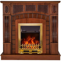 Șemineu electric ArtFlame Amsterdam & Galileo gold, 1120x1150x300 mm, Nuc inchis