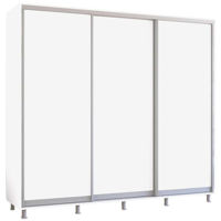 Dulap Mobildor-Lux Aron uși glisante din PAL (250x60x220H cm) Alb Brilliant