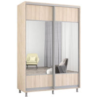 Dulap Mobildor-Lux Aron-S uși glisante din PAL cu oglindă orizontal (150x60x220H cm) Sonoma