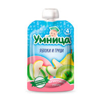 Умница пюре яблоко и груша, 4+мес. 100г