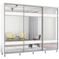 Dulap Mobildor-Lux Aron uși glisante din PAL cu oglindă zebra (270x60x200H cm) Alb Brilliant