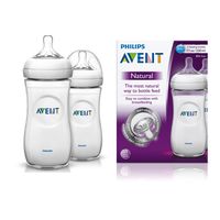 Set biberoane Philips AVENT Natural cu tetina din silicon (6+ luni) 330 ml x 2 buc