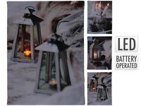 Картина LED "Рождественский фонарь и свечи" 20X15cm