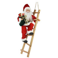 Decor de Crăciun și Anul Nou Promstore 27254 Mos Craciun pe scara cu sac verde, 65cm