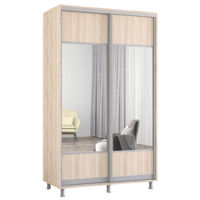 Dulap Mobildor-Lux Aron-S uși glisante din PAL cu oglindă orizontal (140x60x200H cm) Sonoma