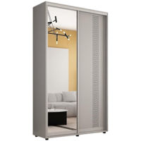 Dulap Mobildor-Lux Compact uși glisante Oglindă + PAL cu ornament grecesc (130x45x230H cm) Grey