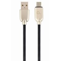 Blister MicroUSB/USB2.0,   2.0 m, Cablexpert Premium Rubber Black, CC-USB2R-AMmBM-2M