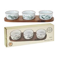 Тарелка Excellent Houseware 53803 Set pentru servire 4 buc, suport din lemn 30x10X1.2 cm