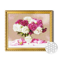 Картина по номерам Art Gallery GA73643 Mozaic cu diamante 40x50cm Bujori albi si roz