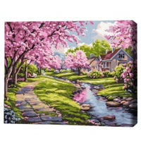 Картина по номерам BrushMe RBS54231FC 30x40cm (fără cutie) Sakura lângă casă