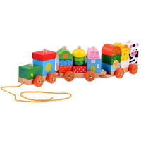 Игрушка Promstore 51787 Поезд-каталка-пирамидка деревянный 23 детали