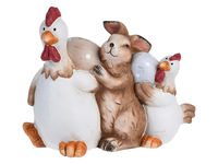 Сувенир пасхальный "2 Курицы и кролик" 18Х12Х10cm