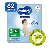 Scutece Moony Extra Soft M (6-11 kg) 62 buc