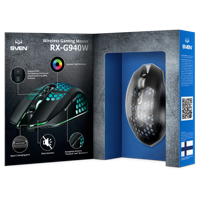 Wireless Gaming Mouse SVEN RX-G940W, 800-3600 dpi, 7 buttons, Silent, RGB, 600mAh, 98g.,Black