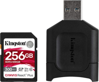 256GB  SDXC Card (Class 10) UHS-II , U3, Kingston Canvas React Plus "SDR2/256GB" (R/W:300/260MB/s)