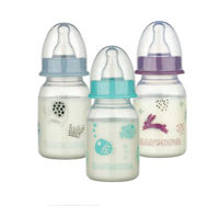 ”Baby-Nova” Biberon din silicon cu gât standart,  120 ml., debit lent, fără BPA, 1 buc./cutie de carton (46010)