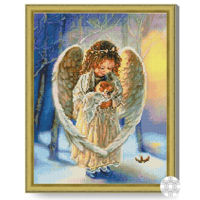 Картина по номерам Art Gallery QB204100 Mozaic cu diamante patrate 40x50cm Ingeras in padurea de iarna