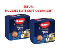 1 Set 2 pachete scutece-chiloțel, de noapte, Elite Soft Overnights 4  (9-14 kg), 19 buc